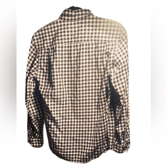 Frank & Oak cotton checkered long sleeve black white collared button down XS - Picture 4 of 5